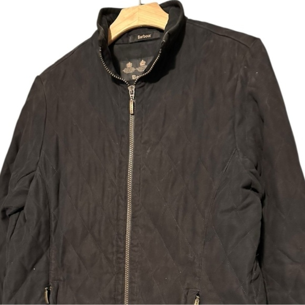 Barbour Women’s Size 8 Black Cashmere Touch Classic Mid Length Quilted Jacket